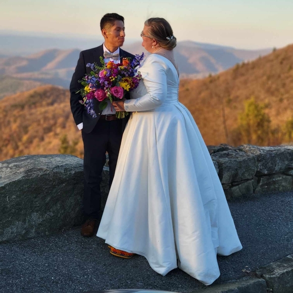 Wedding Dress- V neck long sleeve with button details size 28 - Picture 5 of 11